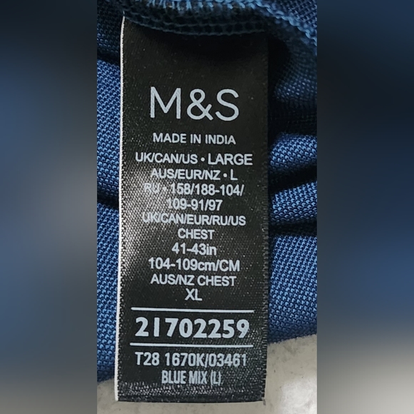 M&S Autograph Shirt Men's‎ Large Blue Polo Shirt Modal Blend - Picture 3 of 8